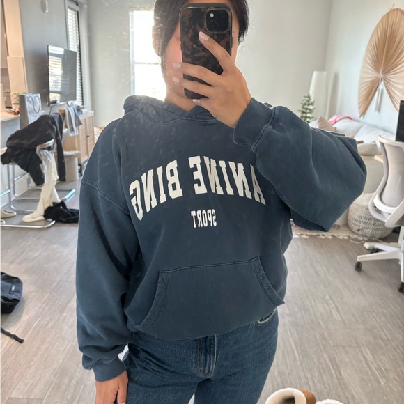 Anine Bing Navy Sport Hoodie - Picture 3 of 6